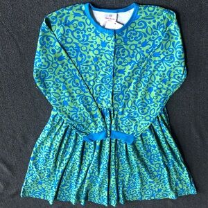 Hanna Andersson 100% Cotton Blue Green Swirl-flower Play Dress SZ 150 (11-13Yrs)